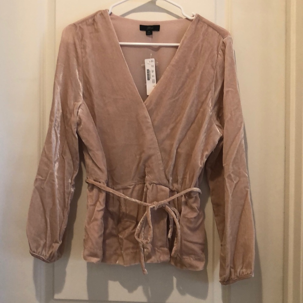 JCrew Faux-wrap Top in Drapey Velvet - NWT